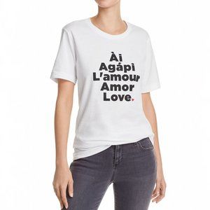 Women Top White PrinkShip Darcy Miller Tee Short Sleeve Crewneck Love Cotton 4
